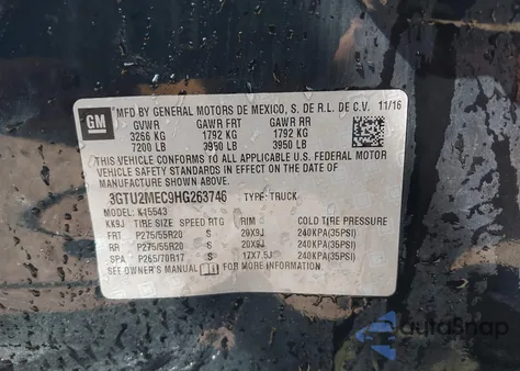 2017 GMC Sierra 1500 Sle from USA, damaged, VIN 3GTU2MEC9HG263746